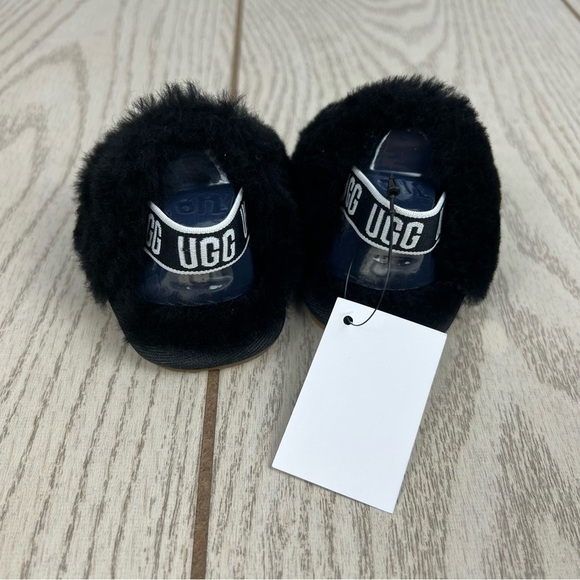 UGG Infant Fluff Yeah Furry Fuzzy Sandals 0/1 XS 0-6 months Black $55 Baby Sized - Picture 4 of 12